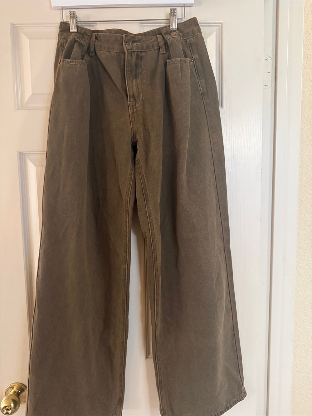 Lioness Wide-Leg Flare Jeans in Washed Brown